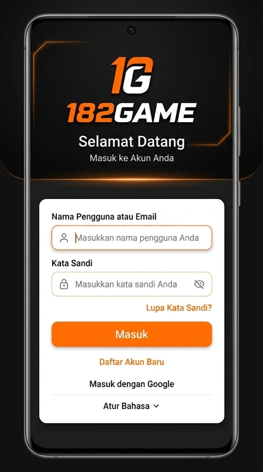 Tampilan halaman login 182game