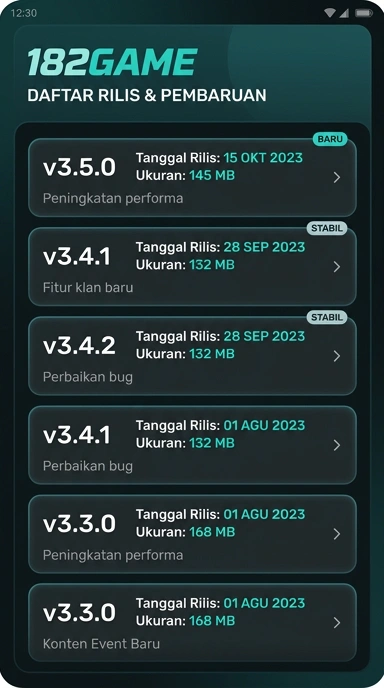 Tampilan riwayat versi 182game