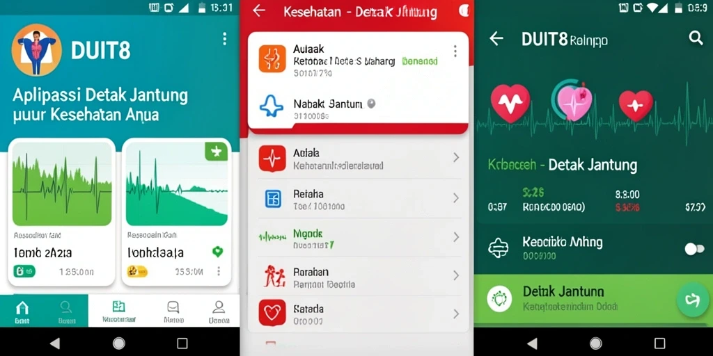 Antarmuka utama aplikasi Detak Jantung DUIT8 yang menarik dan informatif.