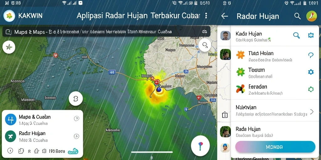 Screenshot antarmuka KAKWIN menampilkan peta radar hujan yang informatif.