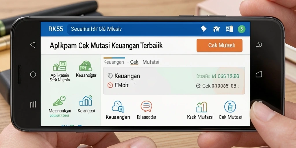 Antarmuka aplikasi RK55 yang menampilkan fitur Cek Mutasi.