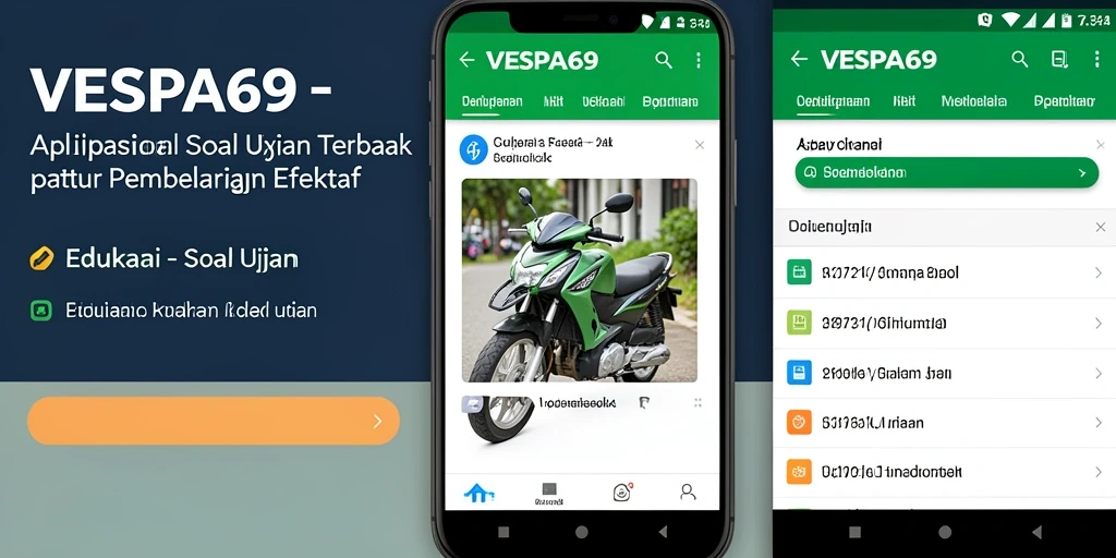Tampilan antarmuka aplikasi VESPA69 untuk soal ujian yang interaktif.